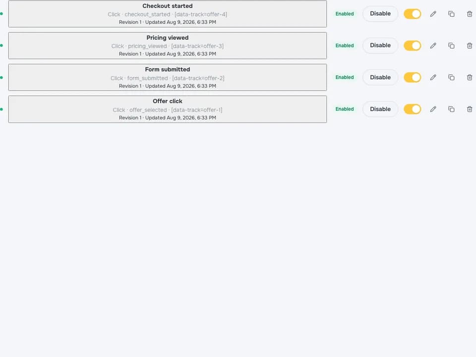 Visitor tracking settings