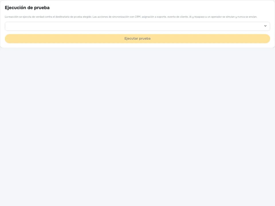 Controles de prueba del flujo de bot