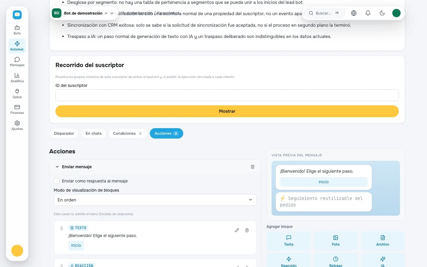 Paso de pago en un flujo de bot