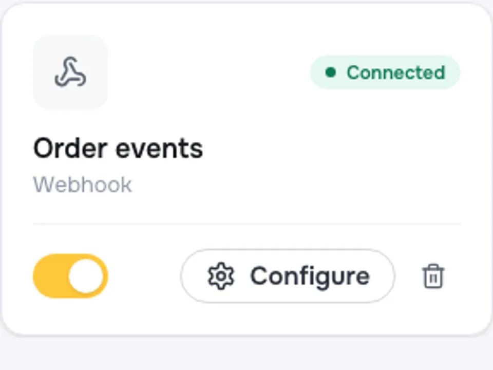Webhook integration settings