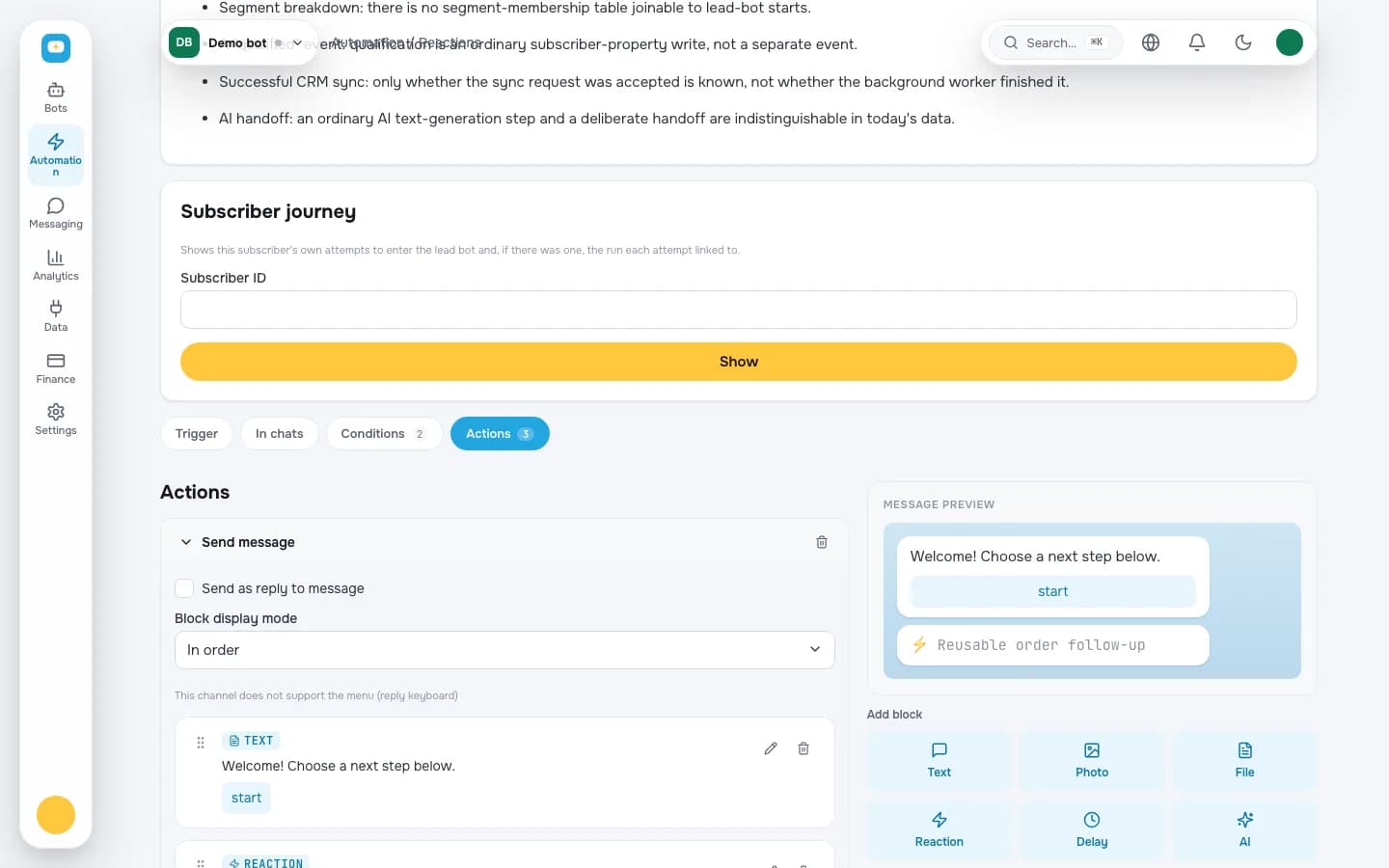 Payment step in a bot flow