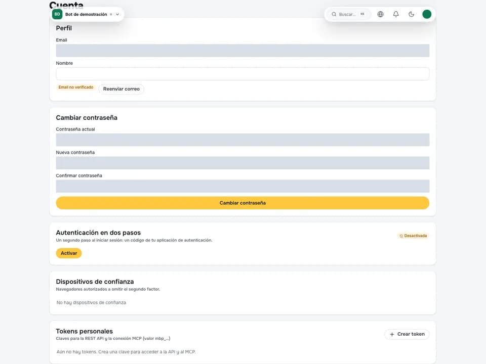 Configuración de API y MCP