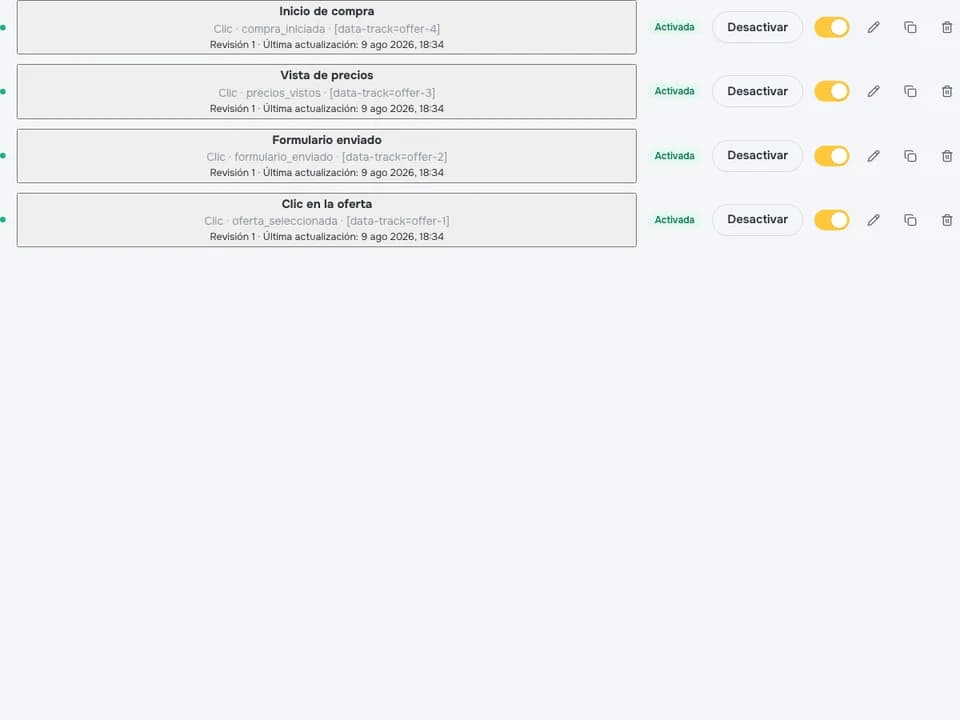 Configuración de seguimiento de visitantes